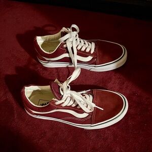 Vans Burgundy and White Sneakers